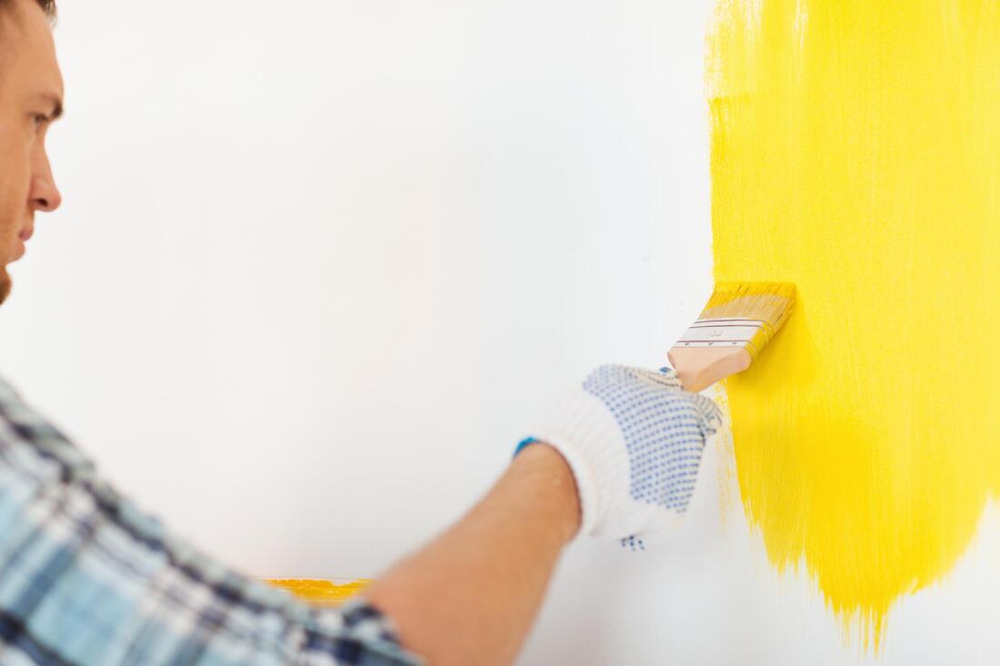 professional painter painting wall 