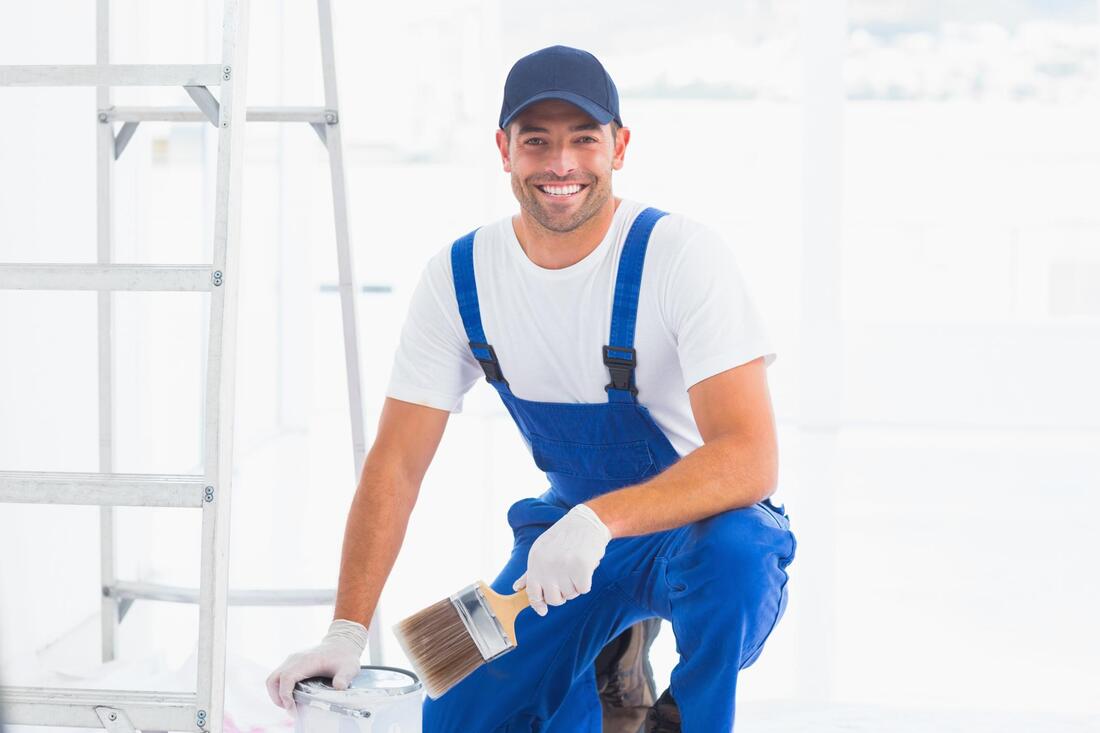 professional painting expert during work 